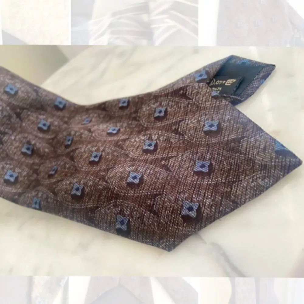 ERMENEGILDO ZEGNA Brown with Blue Grey Accents Recent Tie
